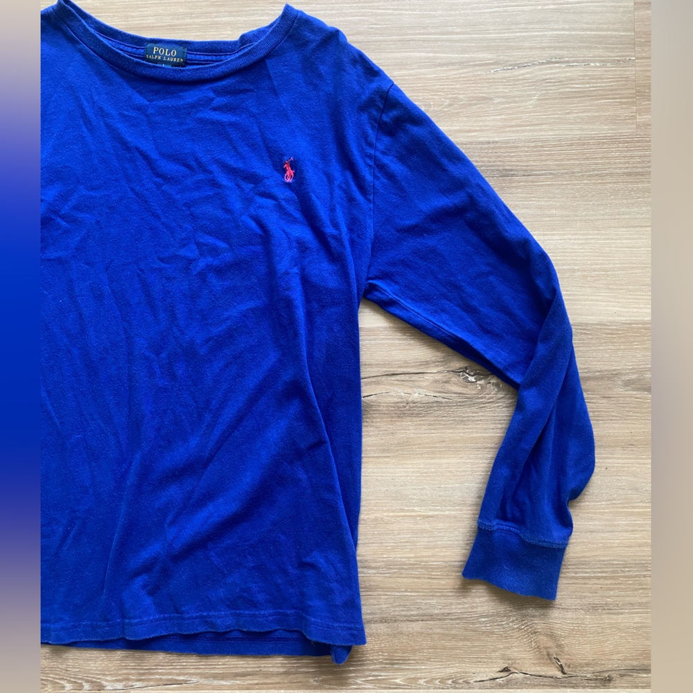 Royal Blue polo kids long sleeve shirt